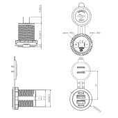 Încărcător USB-A 2x, încorporat, 5V, 4.2A MY1248