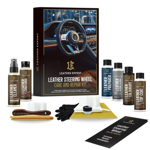 Kit de recondiționare și întreținere a volanului Leather Expert - Leather Steering Wheel Care and Repair Kit - Black Matte